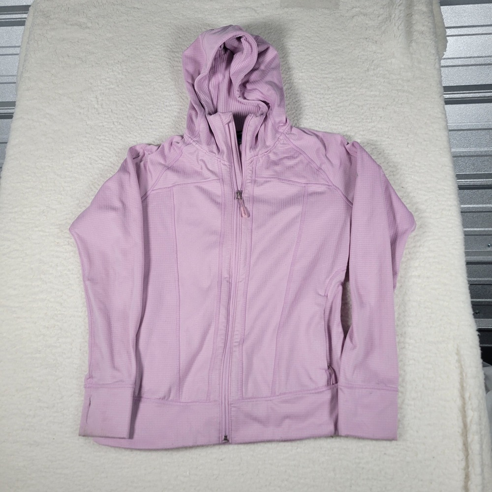 Eddie Bauer First Ascent Hoodie Womens M Purple Full Zip Grid Fleece Thumbhole